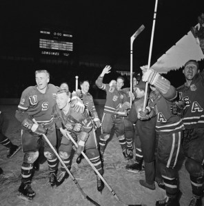 The US hockey team at the 1960 Winter Olympics in Squaw Valley
