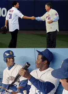 Mike Piazza and Tom Seaver say goodbye in and to Shea Stadium; The Griffeys engage in some on-the-job banter.